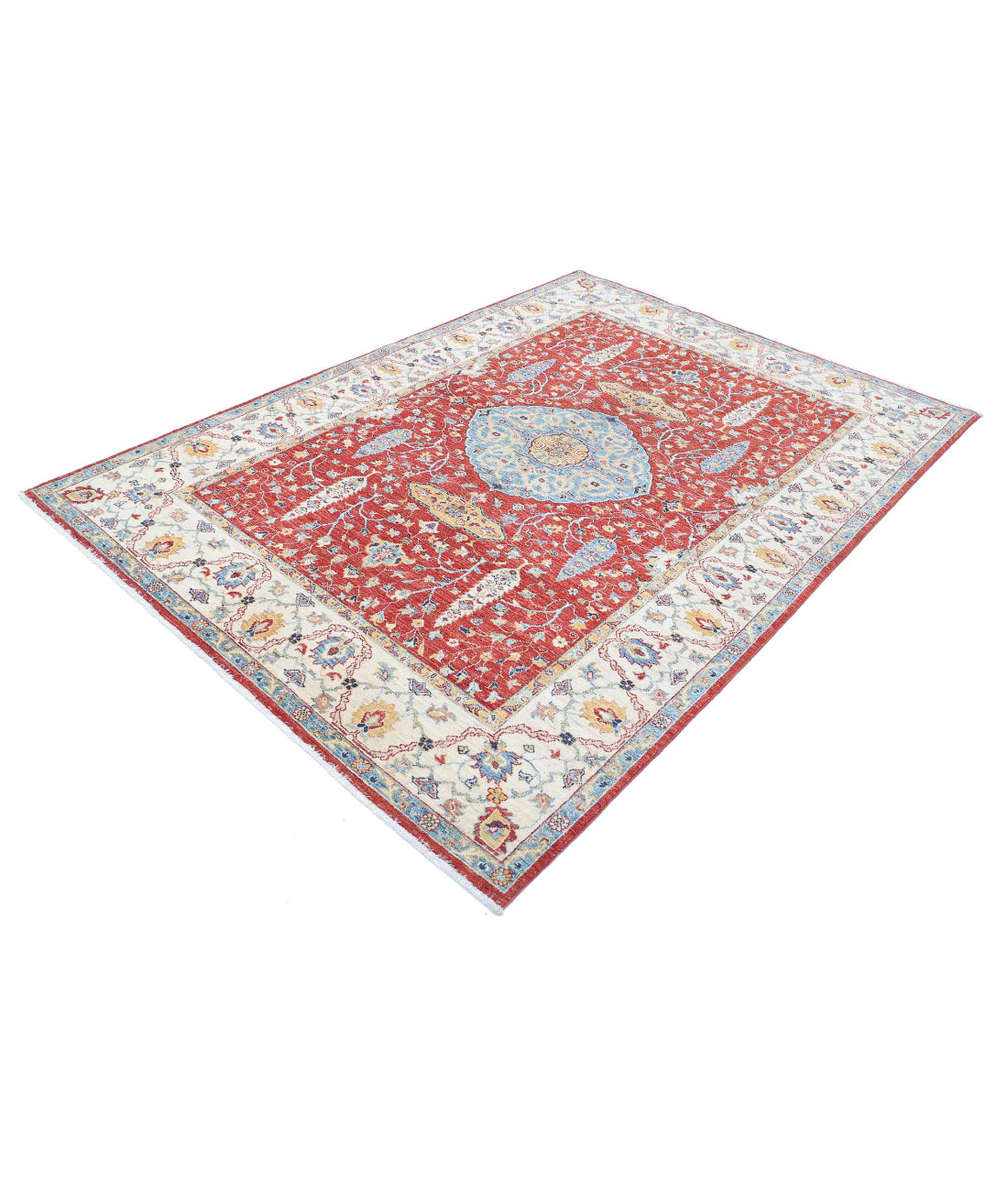 Ziegler 5'7'' X 7'9'' Hand-Knotted Wool Rug 5'7'' x 7'9'' (168 X 233) / Red / Ivory