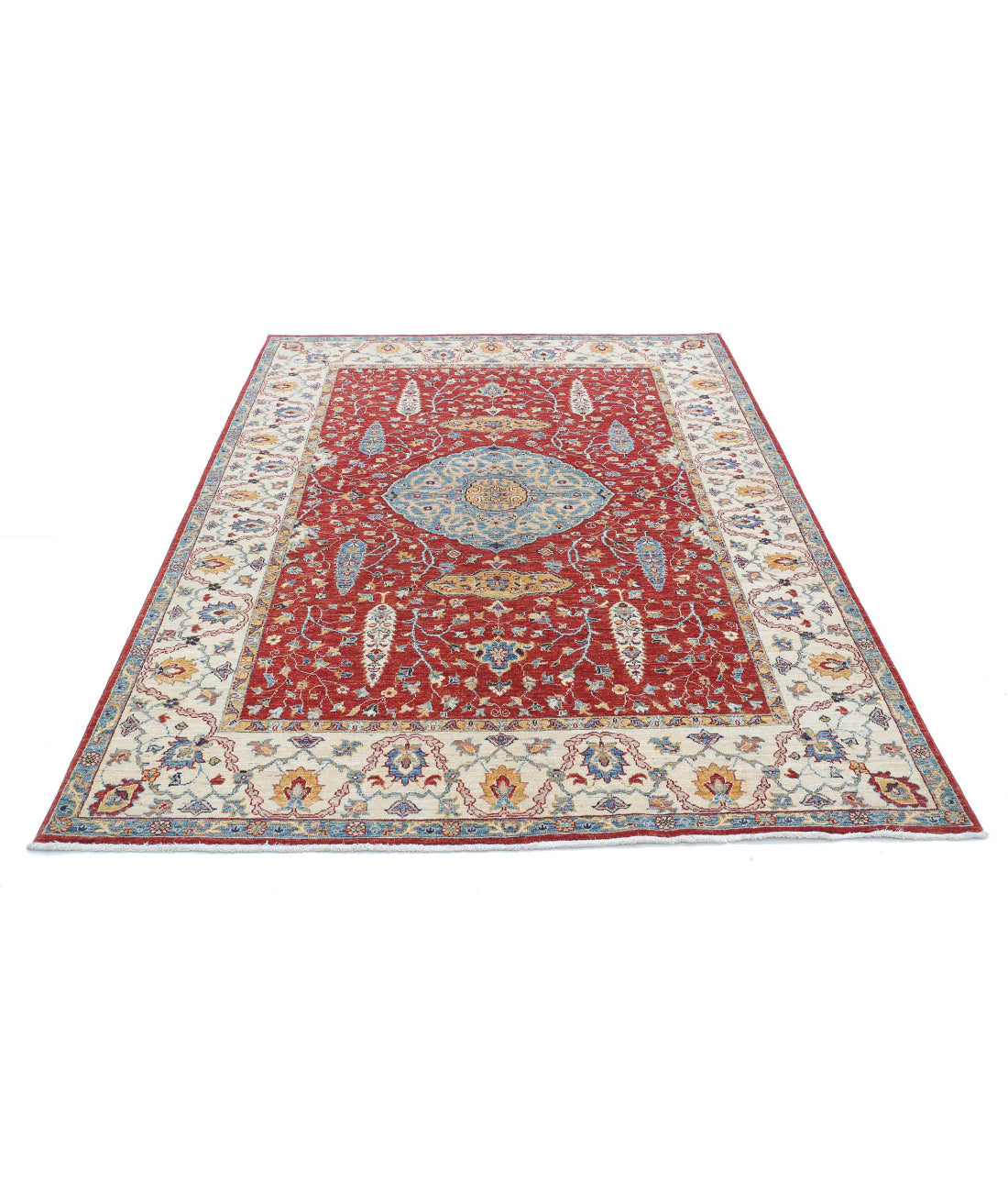 Ziegler 5'7'' X 7'9'' Hand-Knotted Wool Rug 5'7'' x 7'9'' (168 X 233) / Red / Ivory