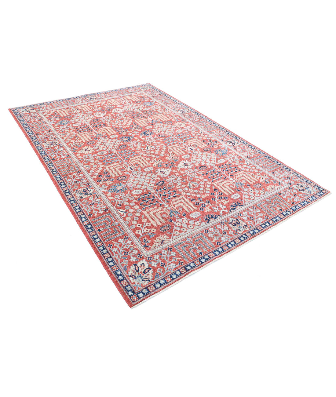 Ziegler 6'0'' X 8'11'' Hand-Knotted Wool Rug 6'0'' x 8'11'' (180 X 268) / Red / Blue