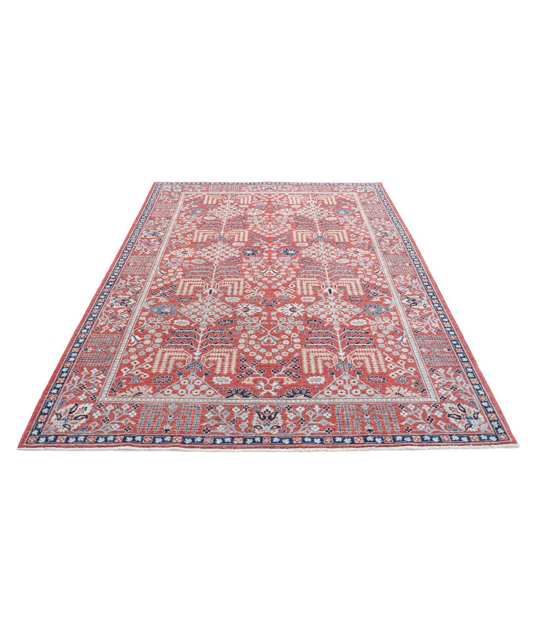 Ziegler 6'0'' X 8'11'' Hand-Knotted Wool Rug 6'0'' x 8'11'' (180 X 268) / Red / Blue