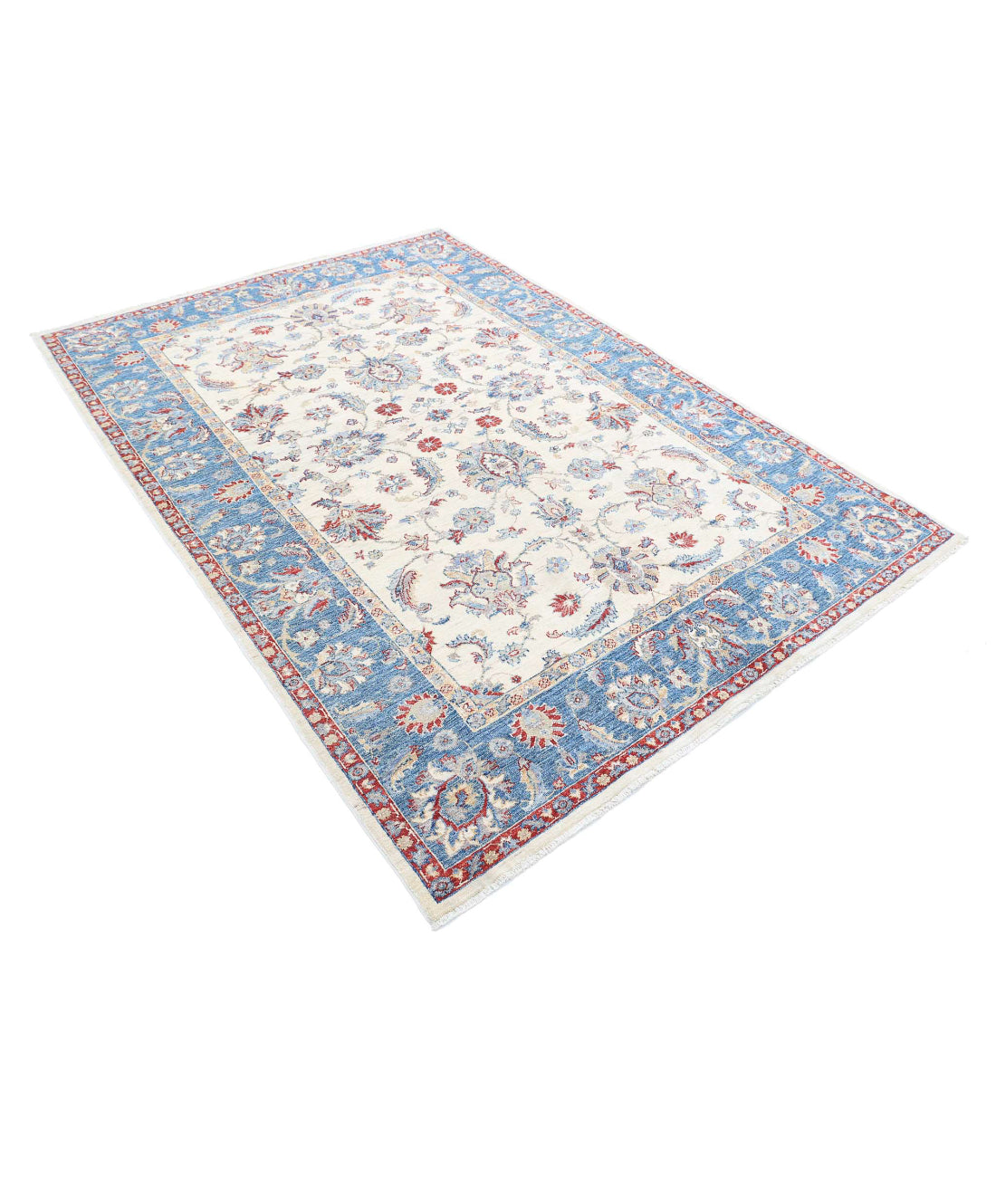 Ziegler 5'6'' X 7'10'' Hand-Knotted Wool Rug 5'6'' x 7'10'' (165 X 235) / Ivory / Blue