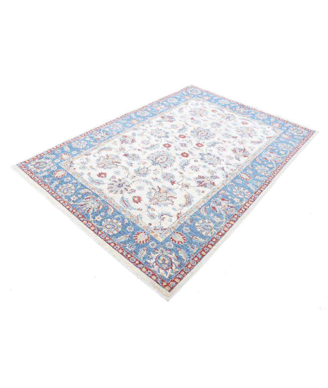 Ziegler 5'6'' X 7'10'' Hand-Knotted Wool Rug 5'6'' x 7'10'' (165 X 235) / Ivory / Blue