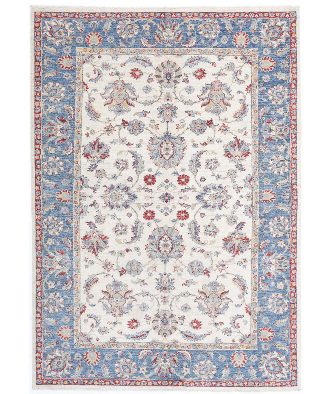 Ziegler 5'6'' X 7'10'' Hand-Knotted Wool Rug 5'6'' x 7'10'' (165 X 235) / Ivory / Blue