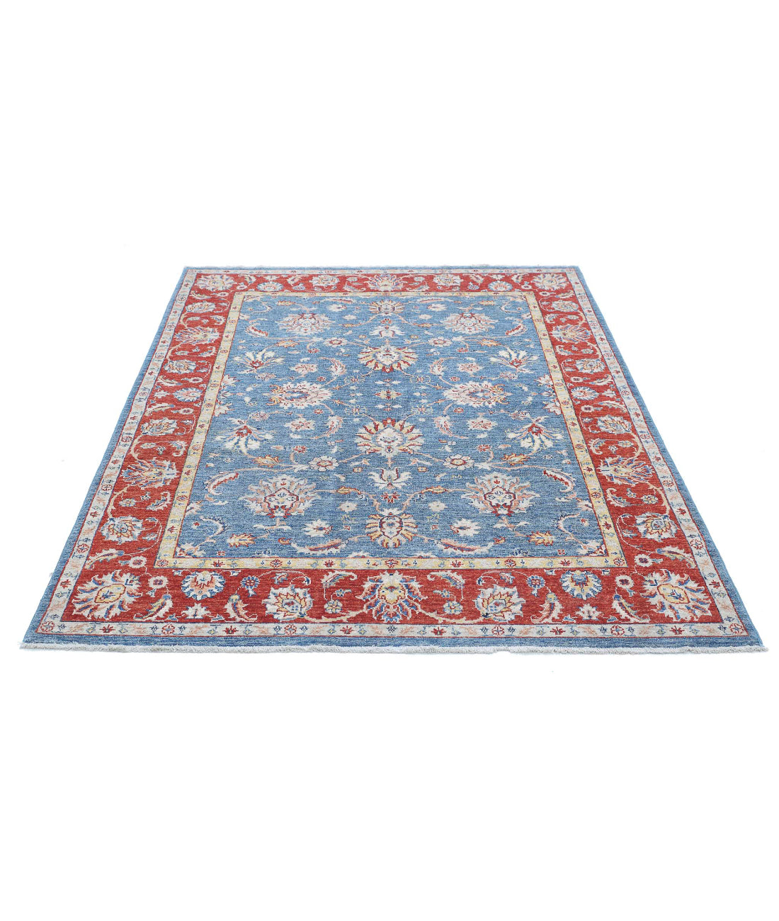 Ziegler 5'1'' X 6'5'' Hand-Knotted Wool Rug 5'1'' x 6'5'' (153 X 193) / Blue / Red