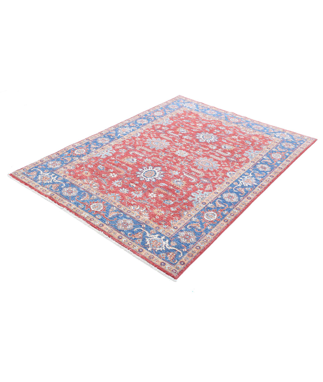 Ziegler 4'9'' X 6'7'' Hand-Knotted Wool Rug 4'9'' x 6'7'' (143 X 198) / Red / Blue