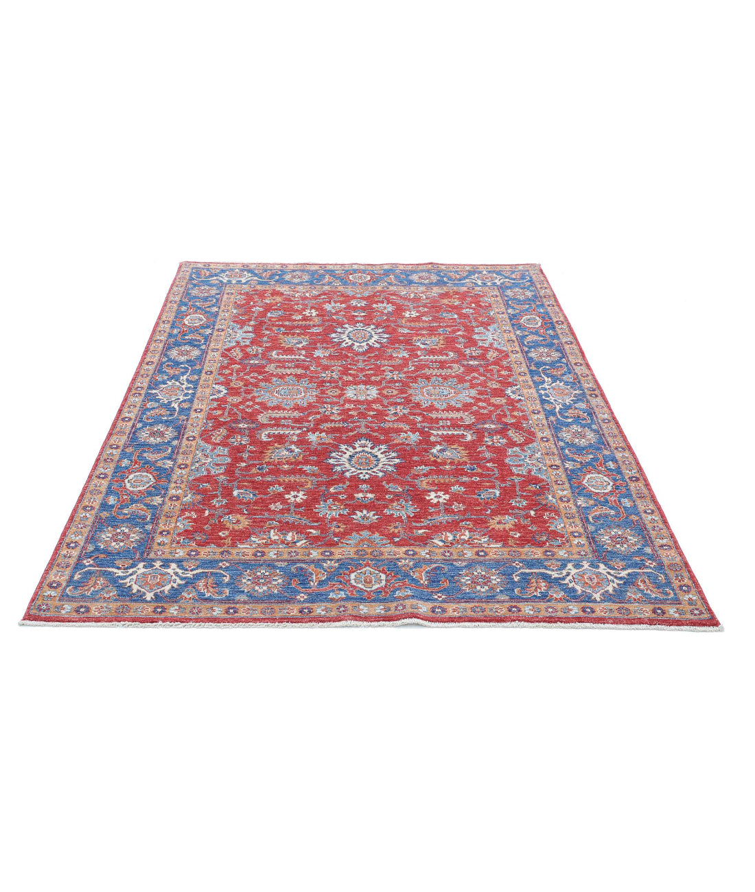 Ziegler 4'9'' X 6'7'' Hand-Knotted Wool Rug 4'9'' x 6'7'' (143 X 198) / Red / Blue