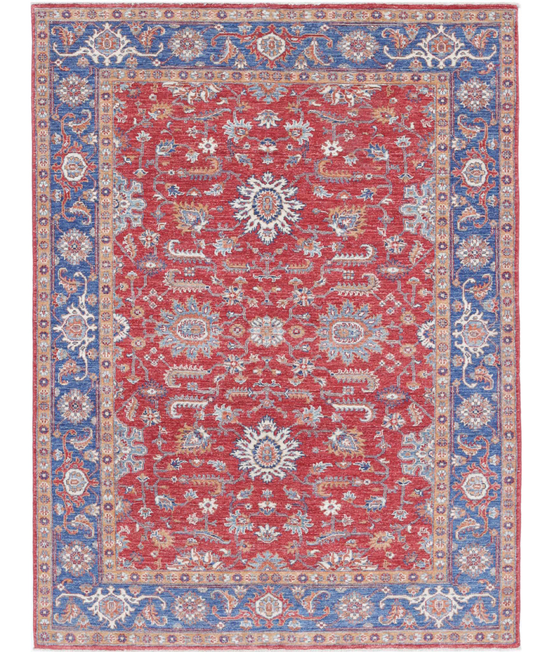 Ziegler 4'9'' X 6'7'' Hand-Knotted Wool Rug 4'9'' x 6'7'' (143 X 198) / Red / Blue