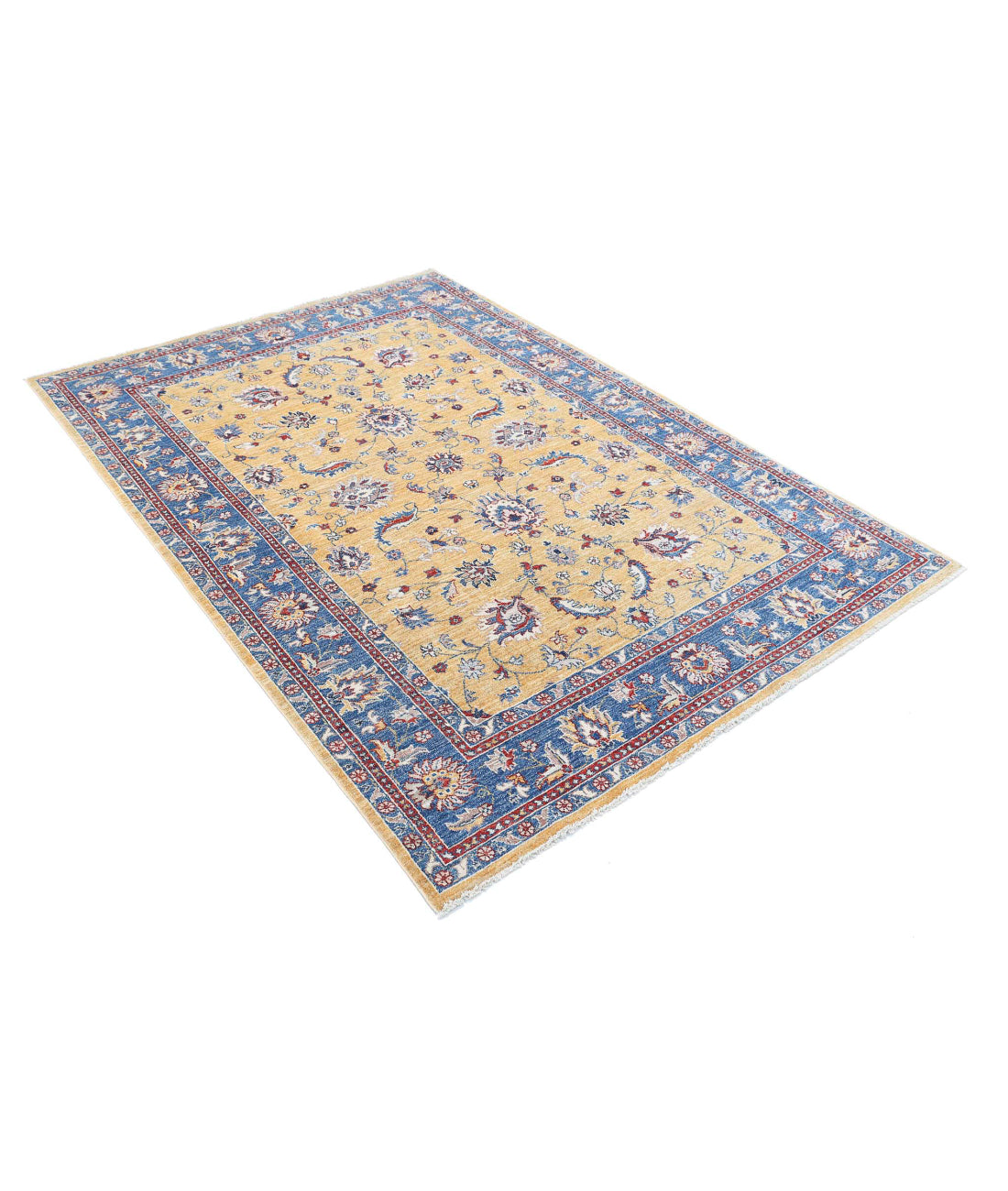 Ziegler 4'11'' X 6'10'' Hand-Knotted Wool Rug 4'11'' x 6'10'' (148 X 205) / Gold / Blue