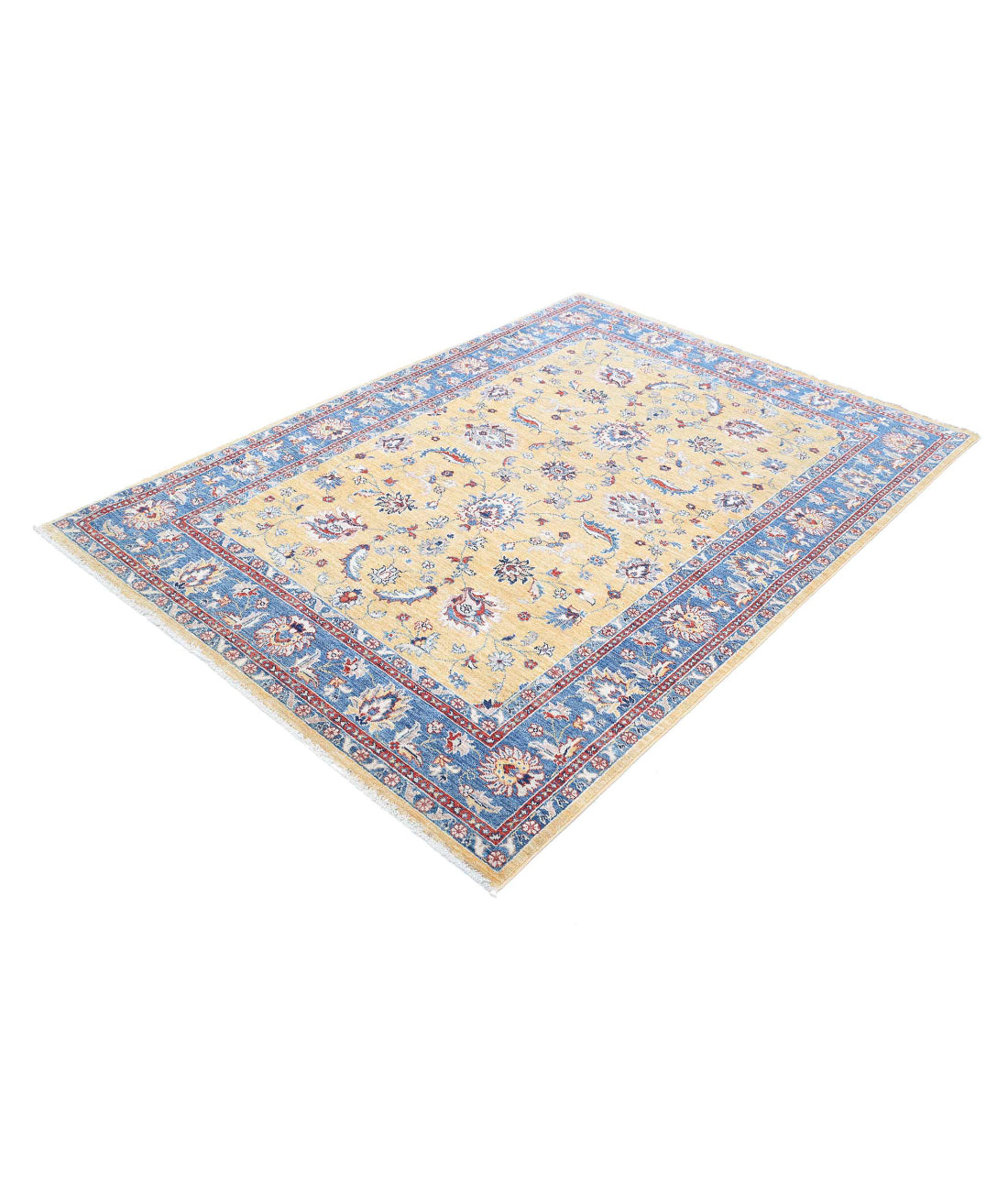 Ziegler 4'11'' X 6'10'' Hand-Knotted Wool Rug 4'11'' x 6'10'' (148 X 205) / Gold / Blue