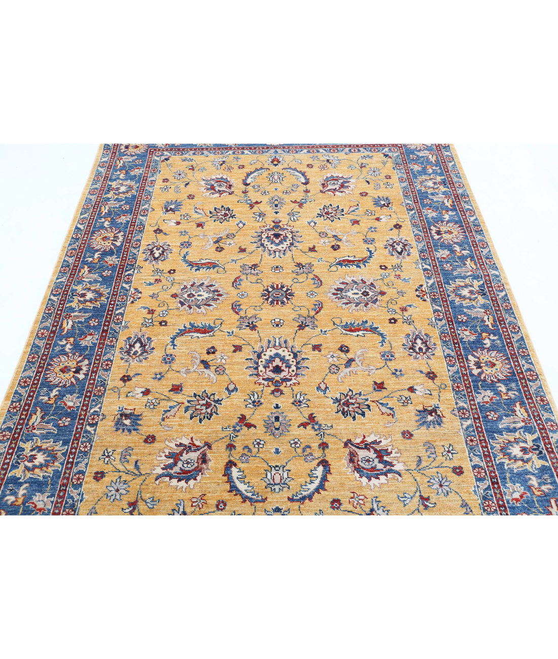 Ziegler 4'11'' X 6'10'' Hand-Knotted Wool Rug 4'11'' x 6'10'' (148 X 205) / Gold / Blue