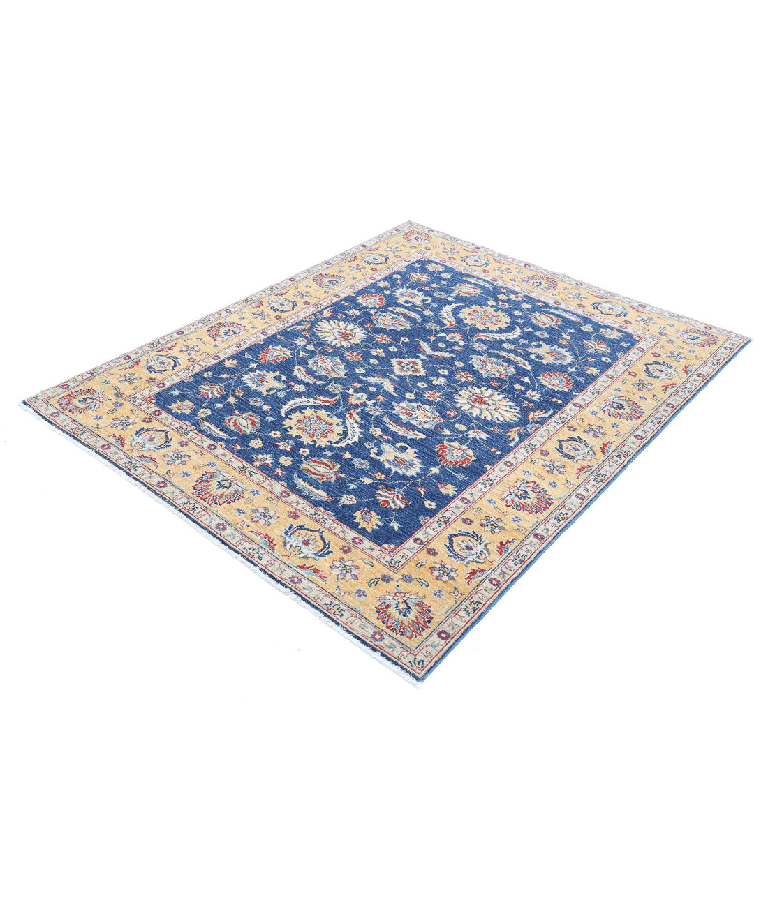 Ziegler 4'11'' X 6'0'' Hand-Knotted Wool Rug 4'11'' x 6'0'' (148 X 180) / Blue / Gold