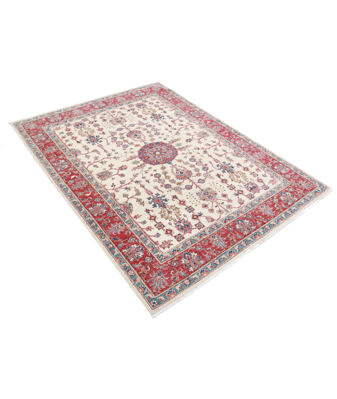 Ziegler 4'10'' X 6'5'' Hand-Knotted Wool Rug 4'10'' x 6'5'' (145 X 193) / Ivory / Red