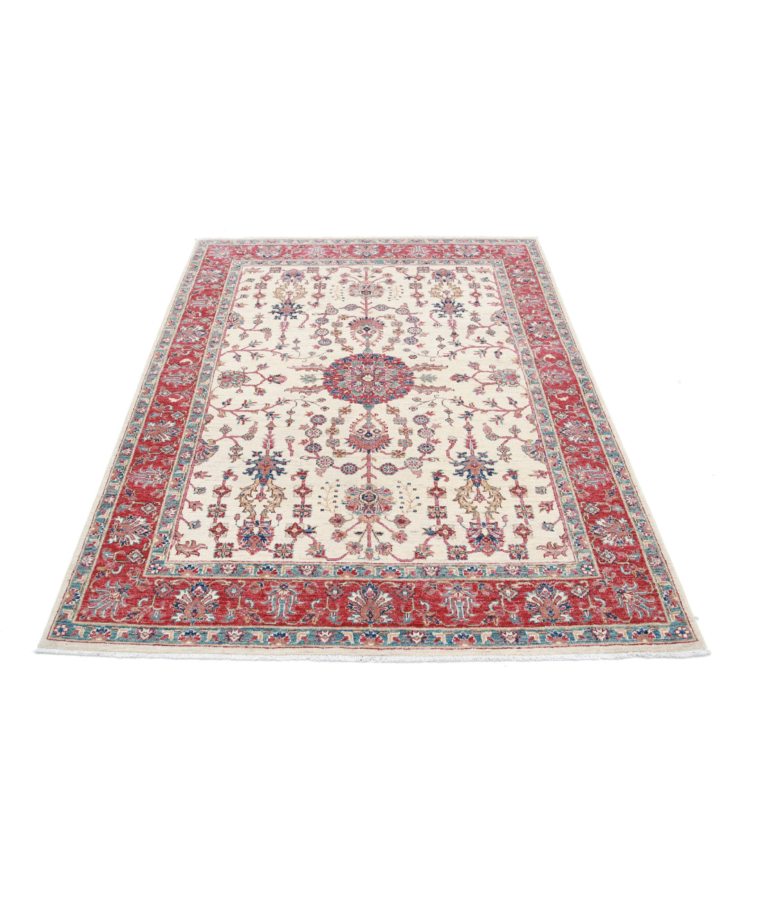 Ziegler 4'10'' X 6'5'' Hand-Knotted Wool Rug 4'10'' x 6'5'' (145 X 193) / Ivory / Red