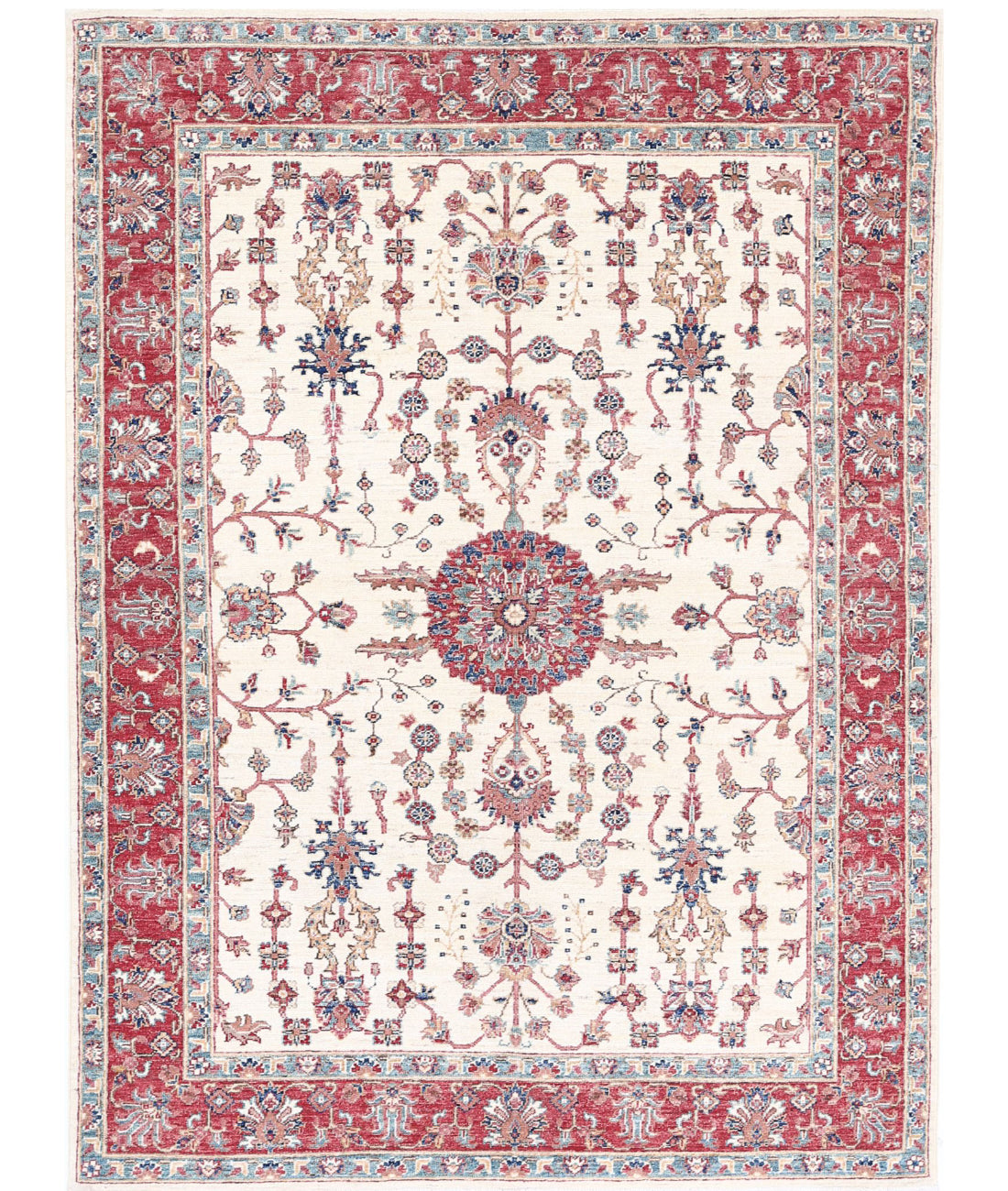 Ziegler 4'10'' X 6'5'' Hand-Knotted Wool Rug 4'10'' x 6'5'' (145 X 193) / Ivory / Red