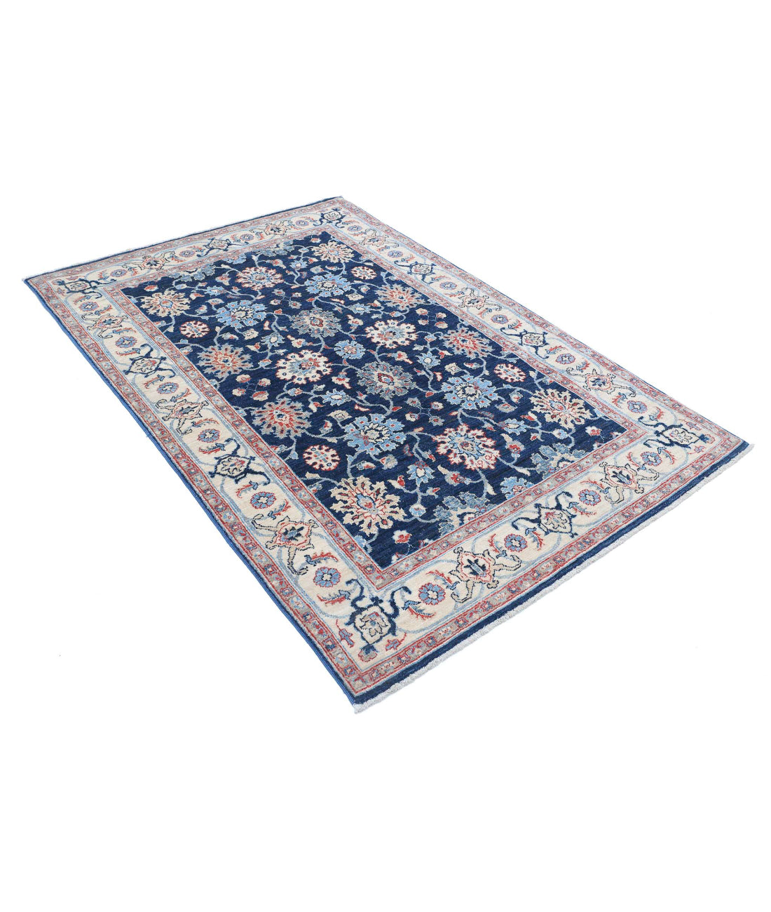 Ziegler 4'4'' X 6'5'' Hand-Knotted Wool Rug 4'4'' x 6'5'' (130 X 193) / Blue / Ivory