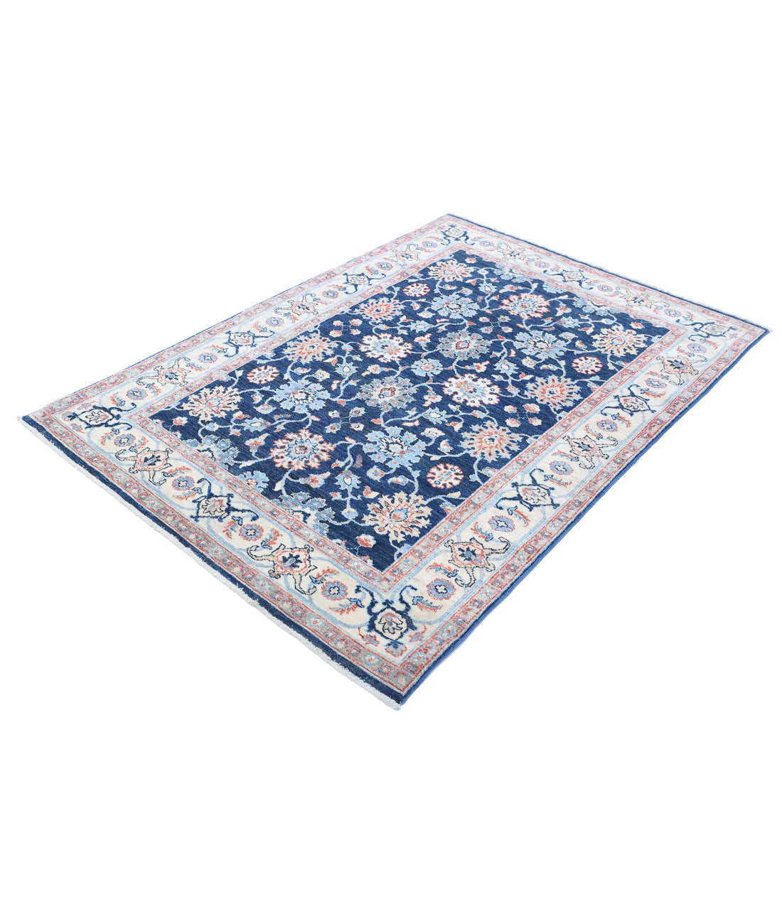 Ziegler 4'4'' X 6'5'' Hand-Knotted Wool Rug 4'4'' x 6'5'' (130 X 193) / Blue / Ivory