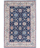 Ziegler 4'4'' X 6'5'' Hand-Knotted Wool Rug 4'4'' x 6'5'' (130 X 193) / Blue / Ivory