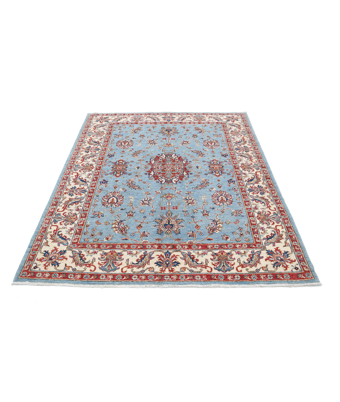 Ziegler 5'0'' X 6'4'' Hand-Knotted Wool Rug 5'0'' x 6'4'' (150 X 190) / Blue / Ivory