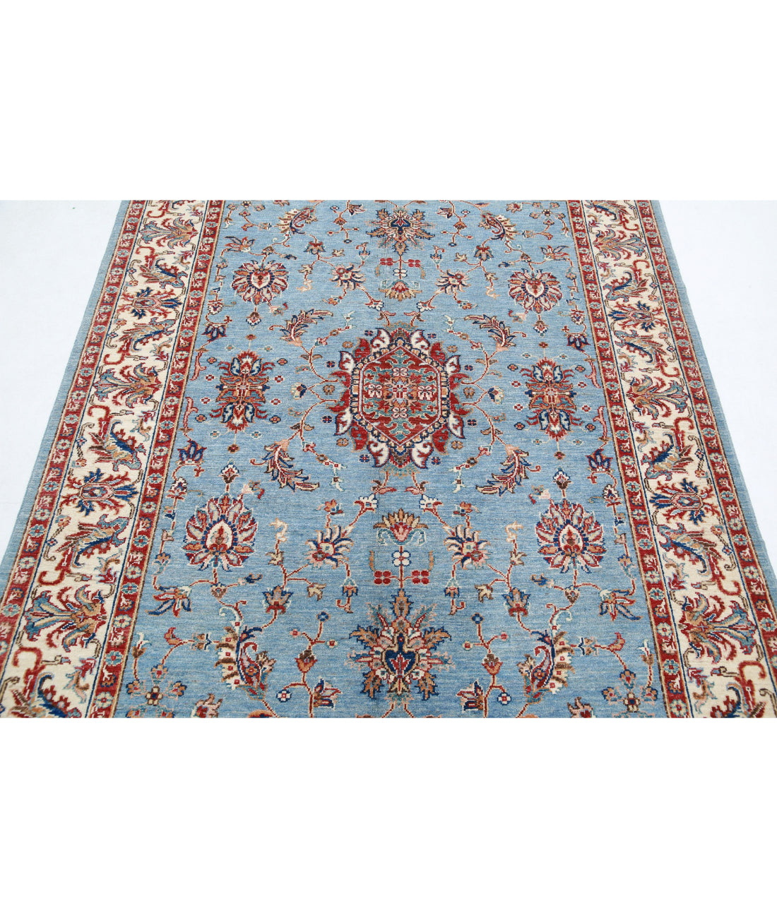 Ziegler 5'0'' X 6'4'' Hand-Knotted Wool Rug 5'0'' x 6'4'' (150 X 190) / Blue / Ivory