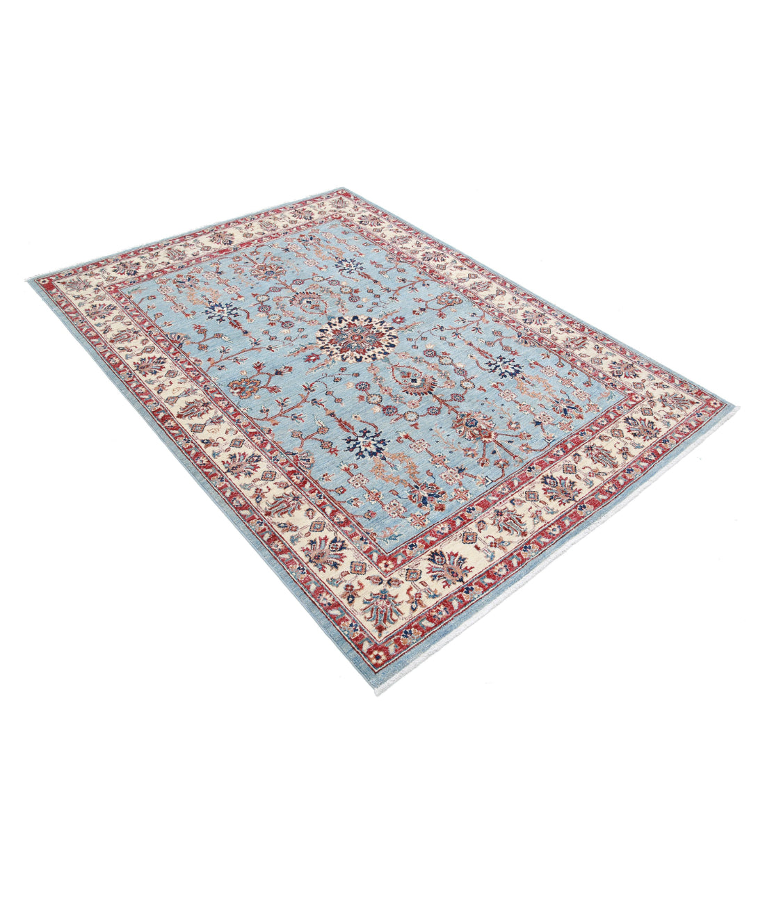 Ziegler 4'10'' X 6'6'' Hand-Knotted Wool Rug 4'10'' x 6'6'' (145 X 195) / Blue / Ivory