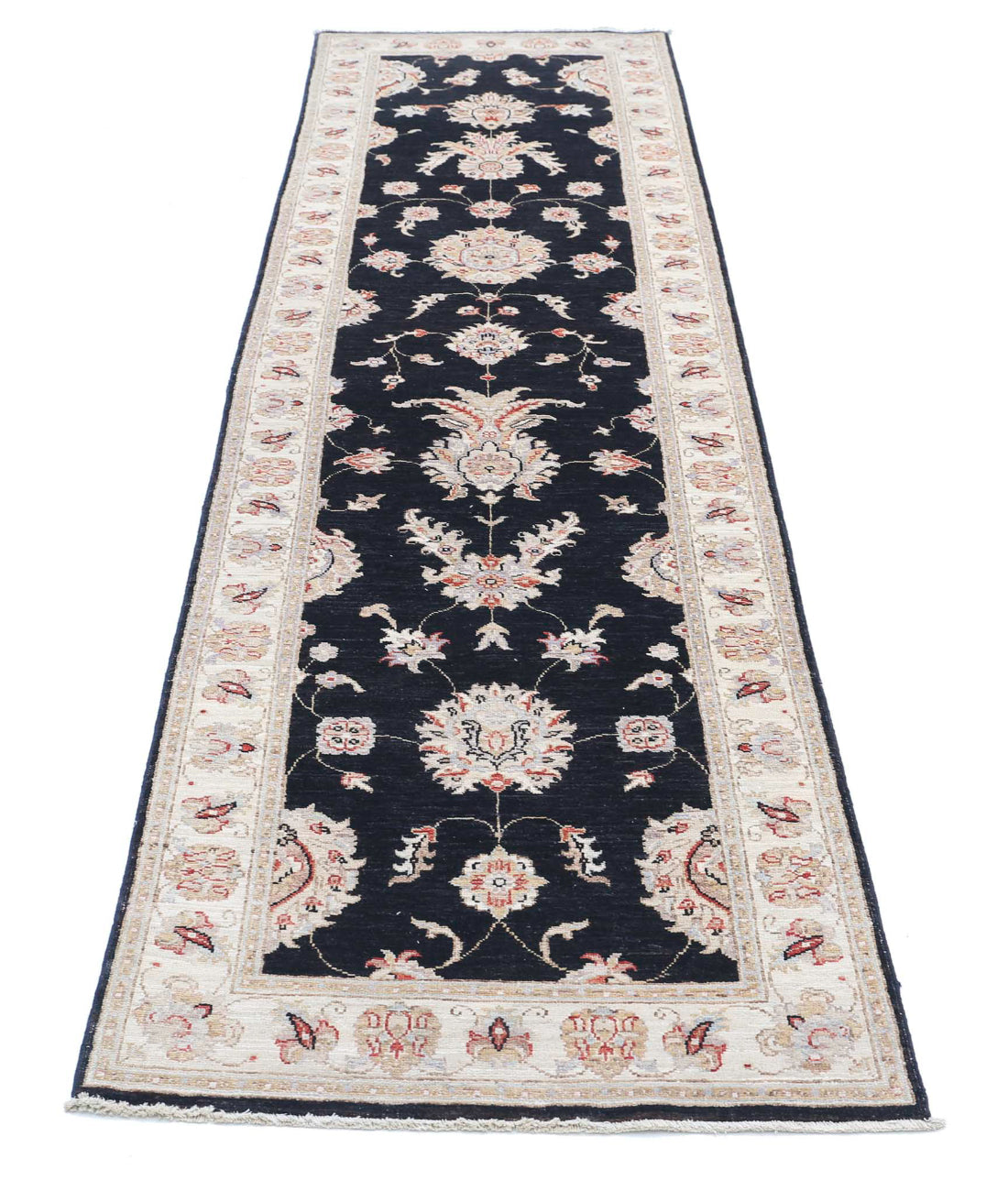 Ziegler 2'6'' X 10'0'' Hand-Knotted Wool Rug 2'6'' x 10'0'' (75 X 300) / Black / Ivory