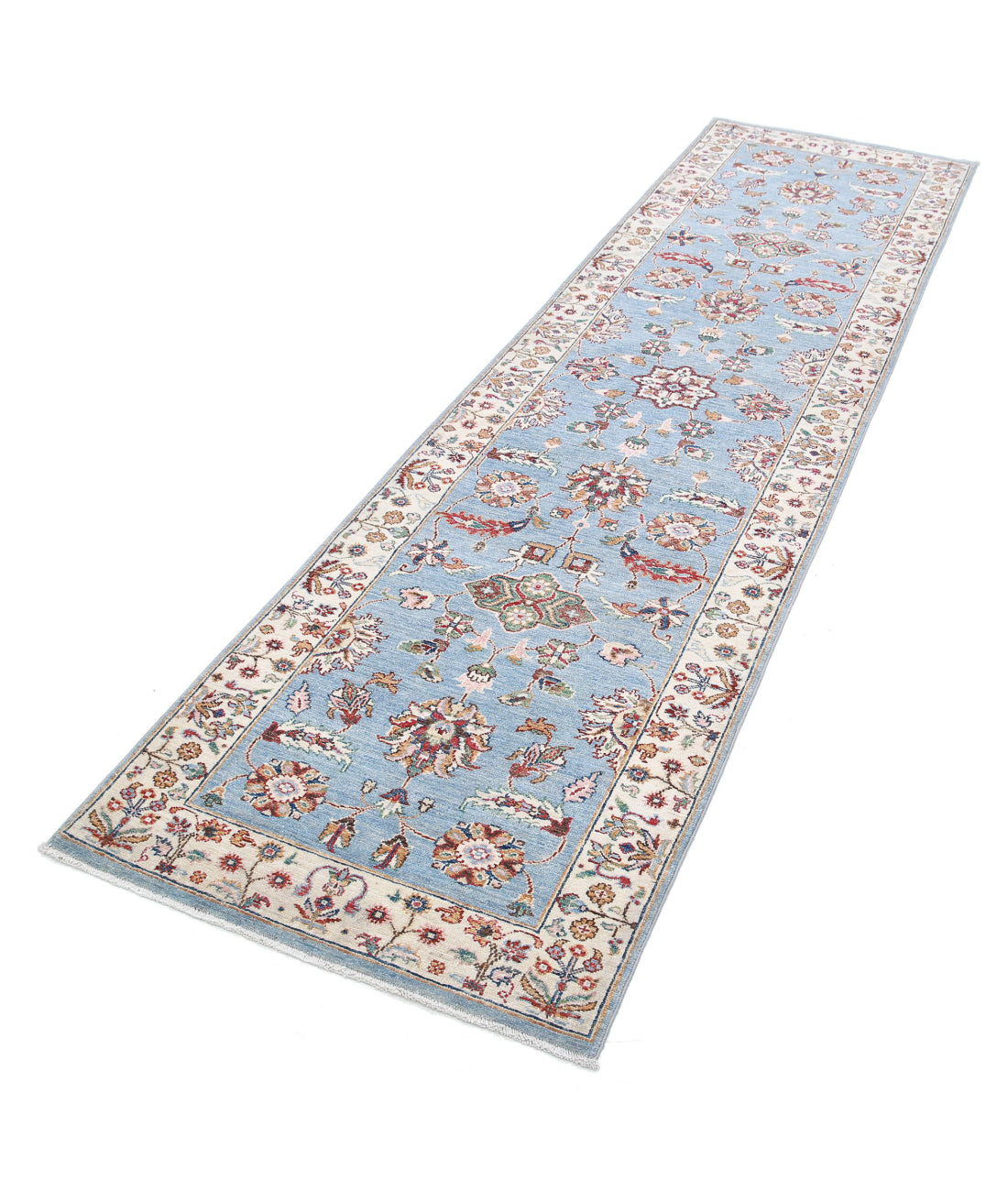 Ziegler 2'7'' X 9'10'' Hand-Knotted Wool Rug 2'7'' x 9'10'' (78 X 295) / Blue / Ivory