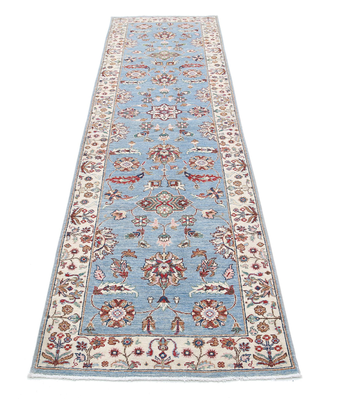 Ziegler 2'7'' X 9'10'' Hand-Knotted Wool Rug 2'7'' x 9'10'' (78 X 295) / Blue / Ivory