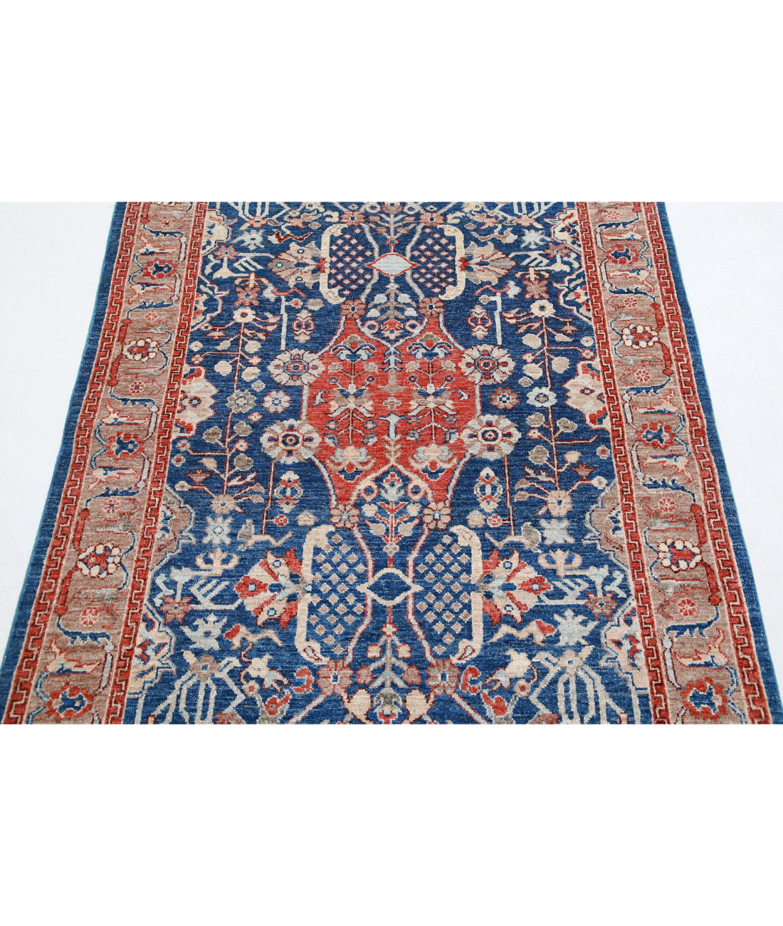 Ziegler 4'0'' X 5'9'' Hand-Knotted Wool Rug 4'0'' x 5'9'' (120 X 173) / Blue / Brown