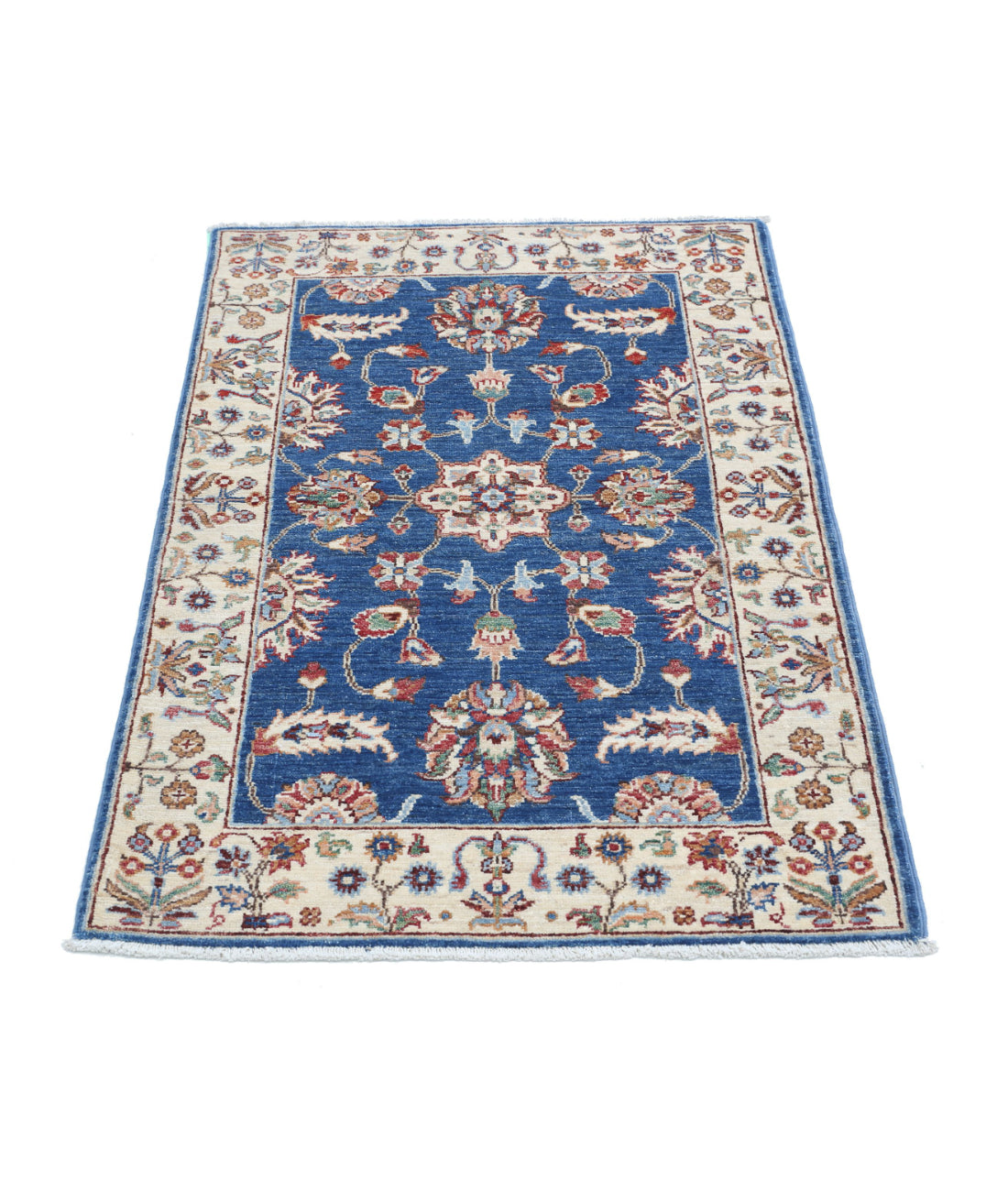 Ziegler 2'7'' X 3'11'' Hand-Knotted Wool Rug 2'7'' x 3'11'' (78 X 118) / Blue / Ivory