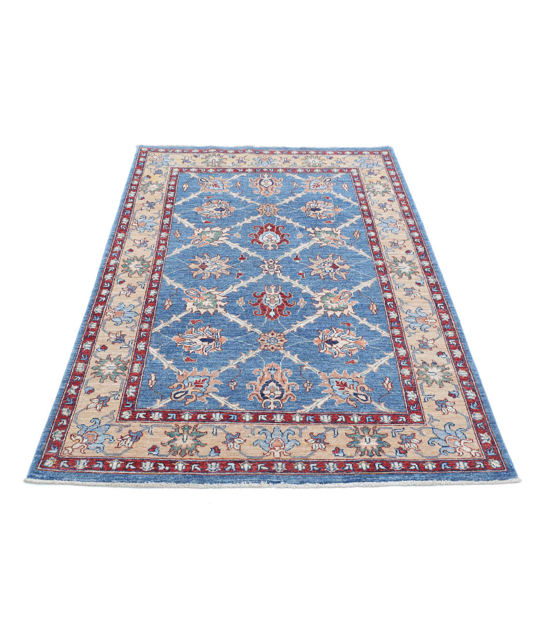 Ziegler 3'10'' X 6'0'' Hand-Knotted Wool Rug 3'10'' x 6'0'' (115 X 180) / Blue / Gold