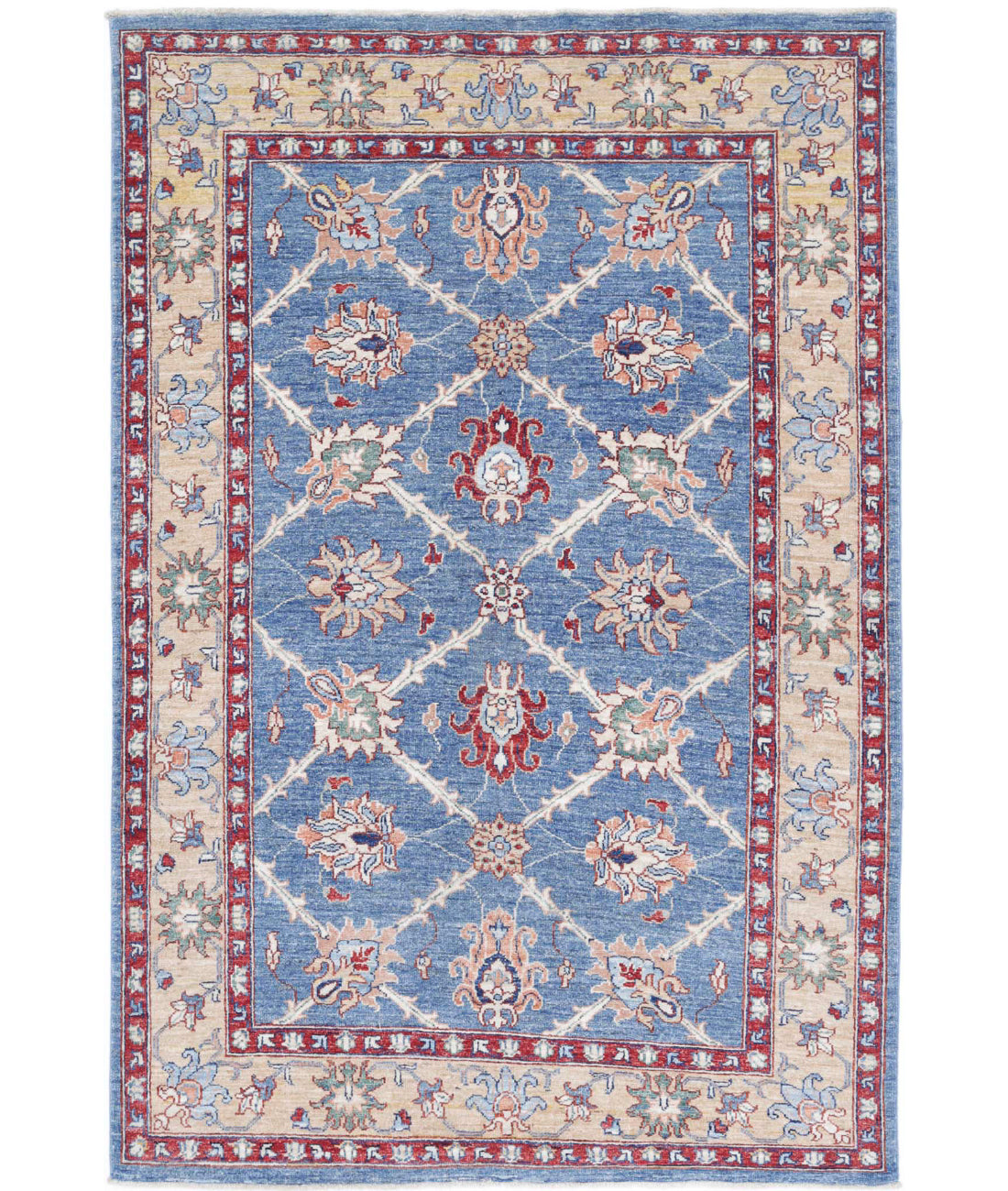 Ziegler 3'10'' X 6'0'' Hand-Knotted Wool Rug 3'10'' x 6'0'' (115 X 180) / Blue / Gold