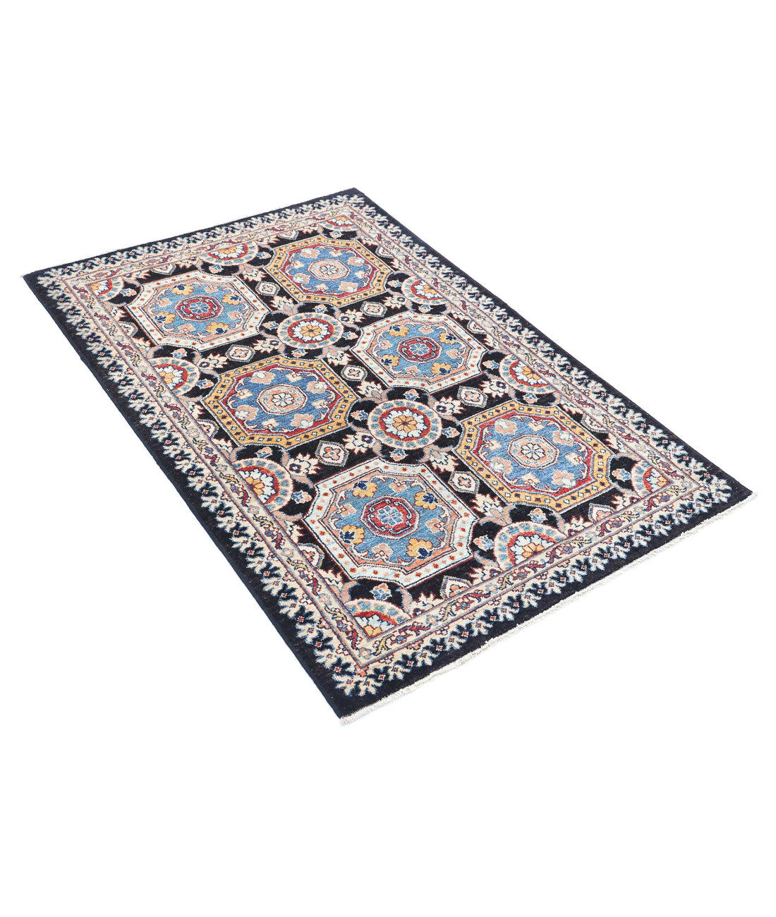 Ziegler 3'2'' X 4'8'' Hand-Knotted Wool Rug 3'2'' x 4'8'' (95 X 140) / Black / Ivory