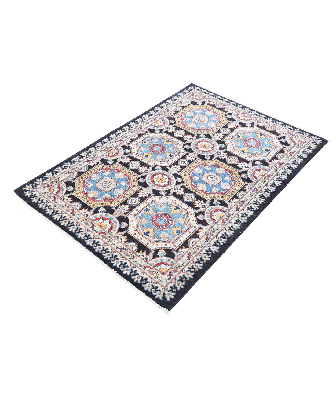 Ziegler 3'2'' X 4'8'' Hand-Knotted Wool Rug 3'2'' x 4'8'' (95 X 140) / Black / Ivory