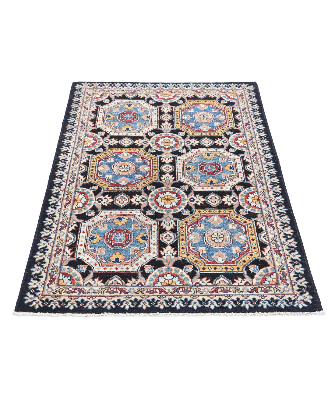 Ziegler 3'2'' X 4'8'' Hand-Knotted Wool Rug 3'2'' x 4'8'' (95 X 140) / Black / Ivory