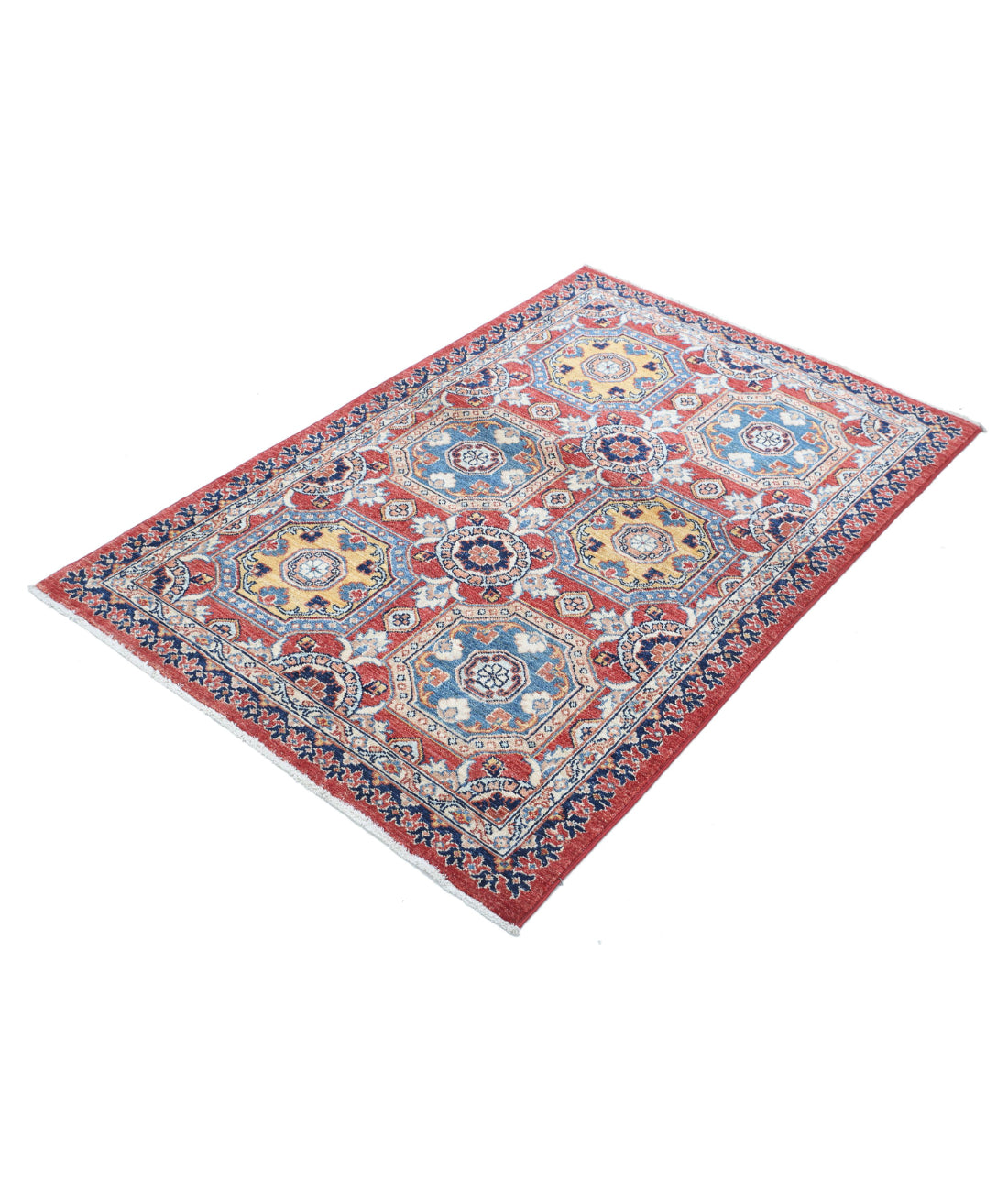 Ziegler 3'2'' X 4'10'' Hand-Knotted Wool Rug 3'2'' x 4'10'' (95 X 145) / Red / Blue