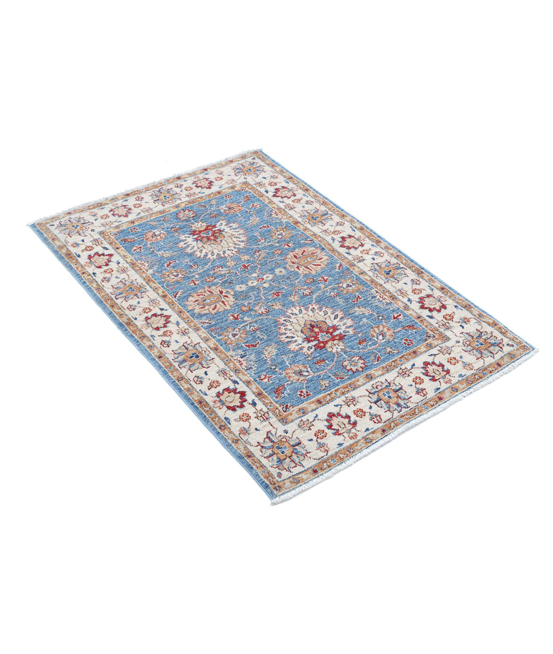 Ziegler 2'7'' X 3'9'' Hand-Knotted Wool Rug 2'7'' x 3'9'' (78 X 113) / Blue / Ivory