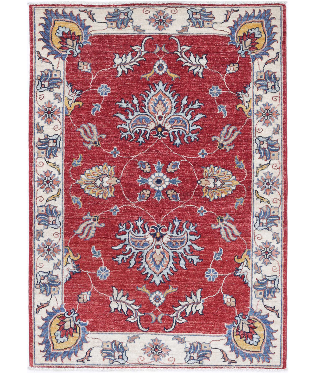 Ziegler 2'10'' X 4'2'' Hand-Knotted Wool Rug 2'10'' x 4'2'' (85 X 125) / Red / Ivory