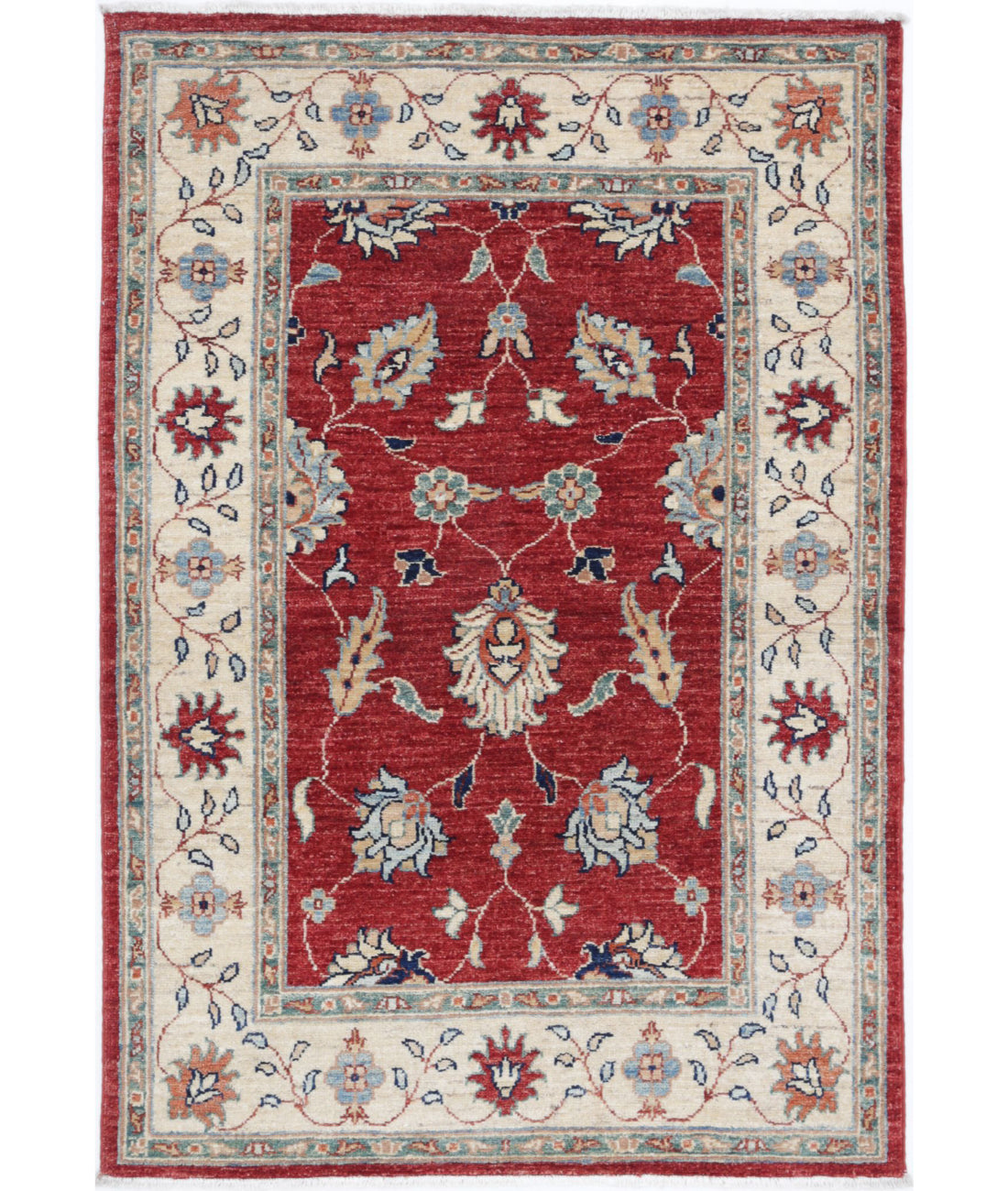 Ziegler 2'10'' X 4'2'' Hand-Knotted Wool Rug 2'10'' x 4'2'' (85 X 125) / Red / Ivory