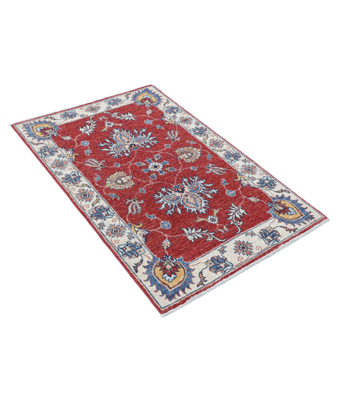 Ziegler 2'9'' X 4'2'' Hand-Knotted Wool Rug 2'9'' x 4'2'' (83 X 125) / Red / Ivory