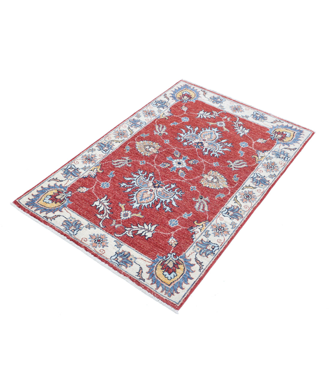 Ziegler 2'9'' X 4'2'' Hand-Knotted Wool Rug 2'9'' x 4'2'' (83 X 125) / Red / Ivory