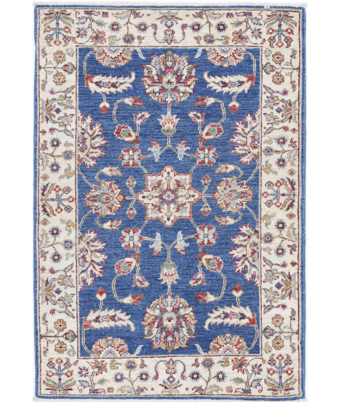 Ziegler 2'7'' X 3'11'' Hand-Knotted Wool Rug 2'7'' x 3'11'' (78 X 118) / Blue / Ivory