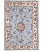 Ziegler 4'0'' X 5'9'' Hand-Knotted Wool Rug 4'0'' x 5'9'' (120 X 173) / Blue / Ivory