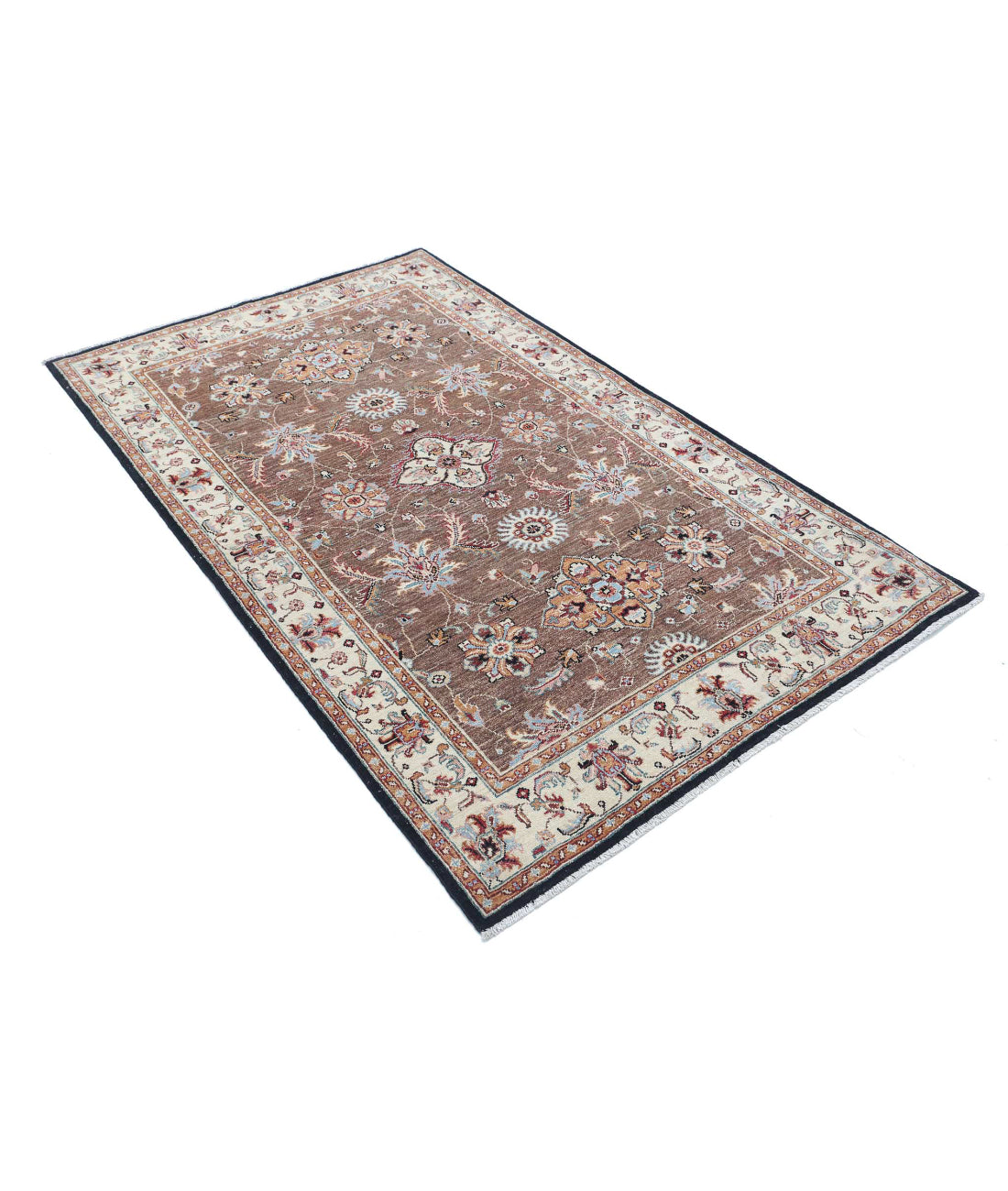 Ziegler 3'9'' X 6'0'' Hand-Knotted Wool Rug 3'9'' x 6'0'' (113 X 180) / Brown / Ivory