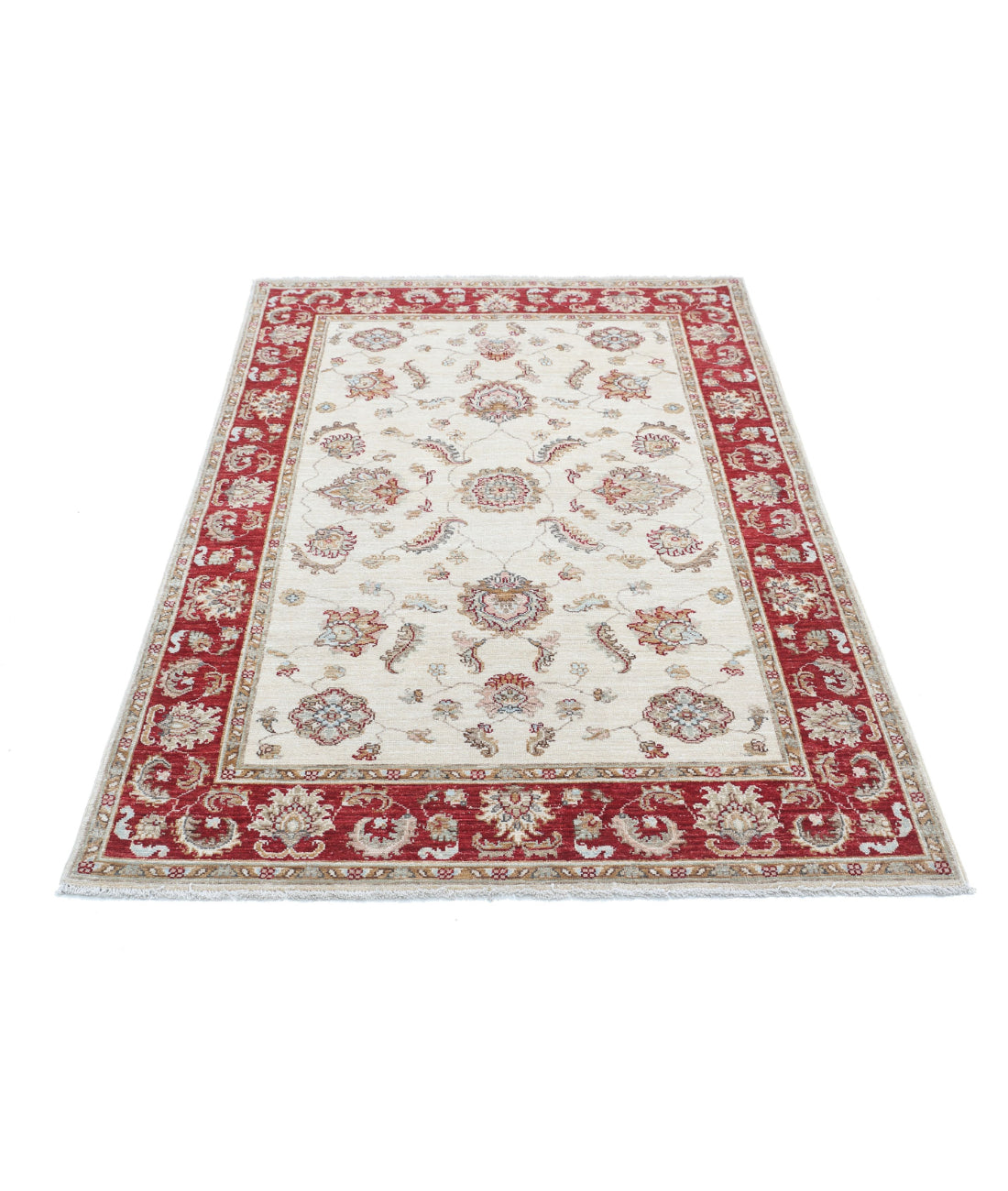 Ziegler 3'10'' X 5'8'' Hand-Knotted Wool Rug 3'10'' x 5'8'' (115 X 170) / Ivory / Red