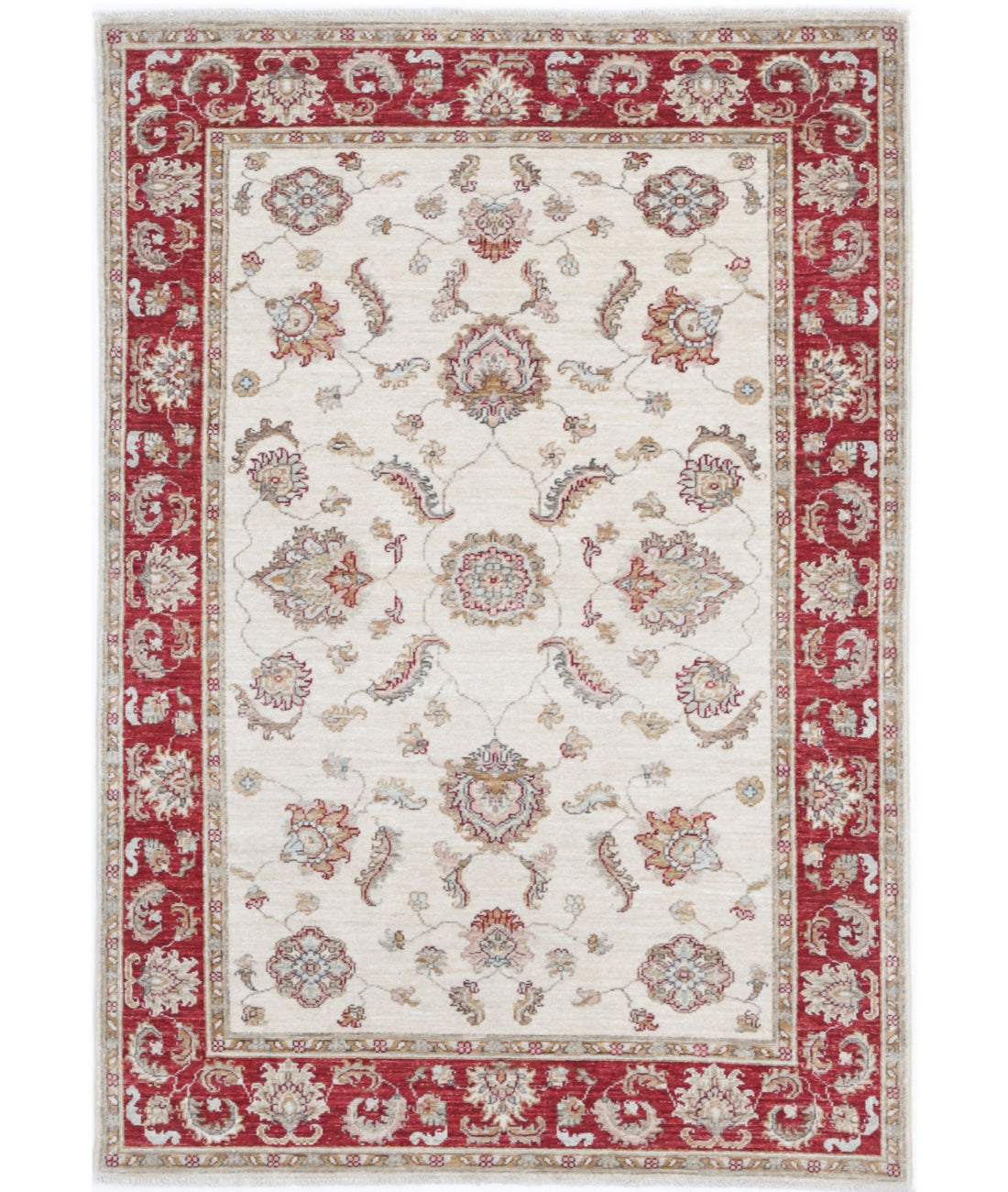 Ziegler 3'10'' X 5'8'' Hand-Knotted Wool Rug 3'10'' x 5'8'' (115 X 170) / Ivory / Red