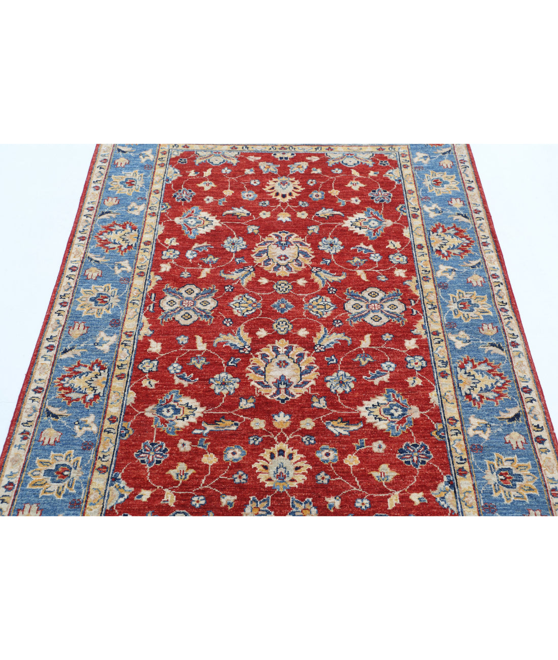 Ziegler 3'9'' X 5'6'' Hand-Knotted Wool Rug 3'9'' x 5'6'' (113 X 165) / Red / Blue