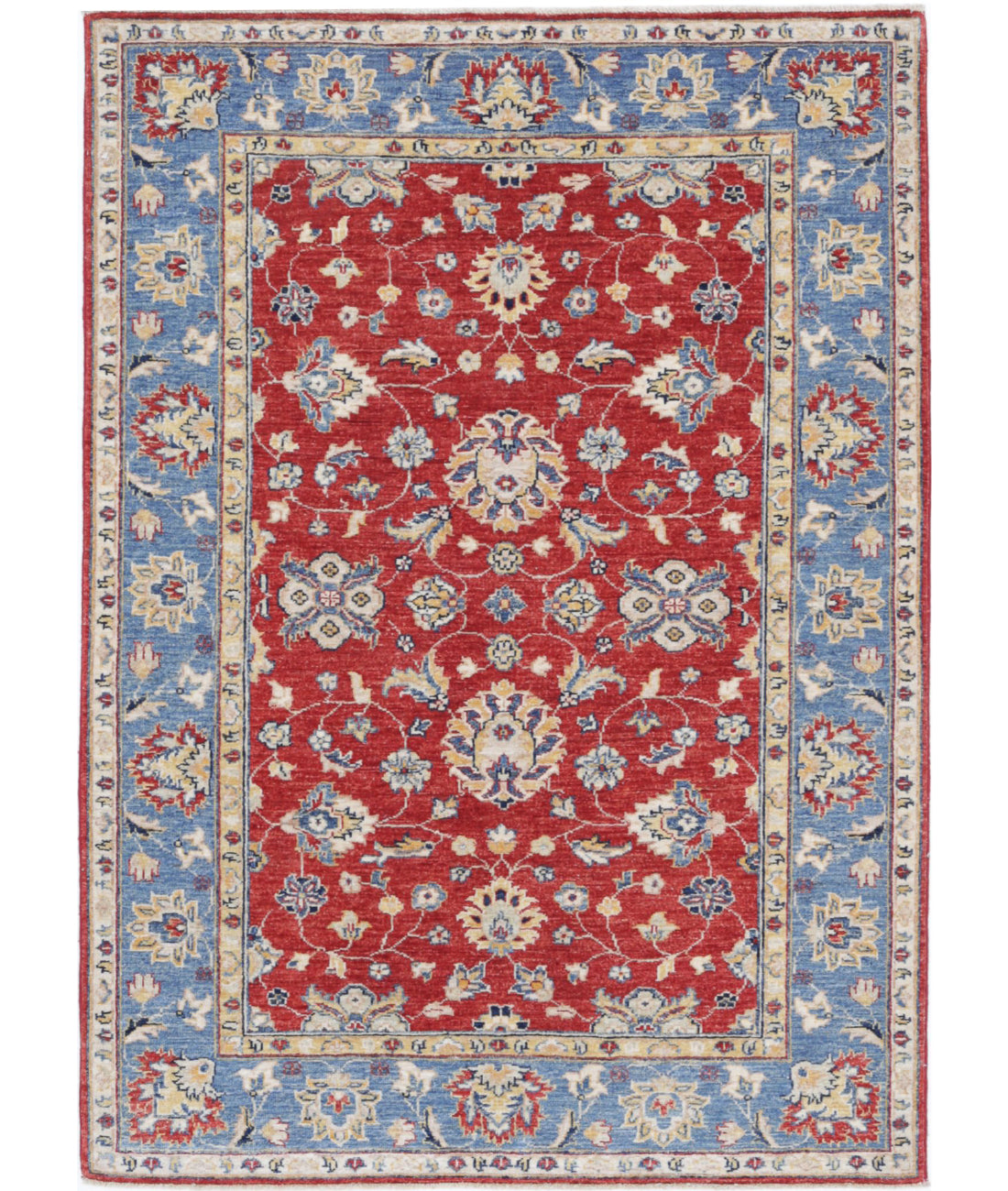 Ziegler 3'9'' X 5'6'' Hand-Knotted Wool Rug 3'9'' x 5'6'' (113 X 165) / Red / Blue