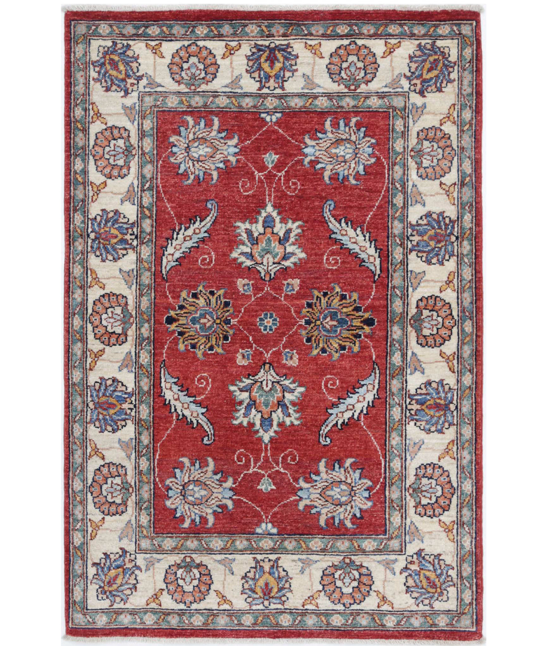 Ziegler 2'9'' X 4'3'' Hand-Knotted Wool Rug 2'9'' x 4'3'' (83 X 128) / Red / Ivory