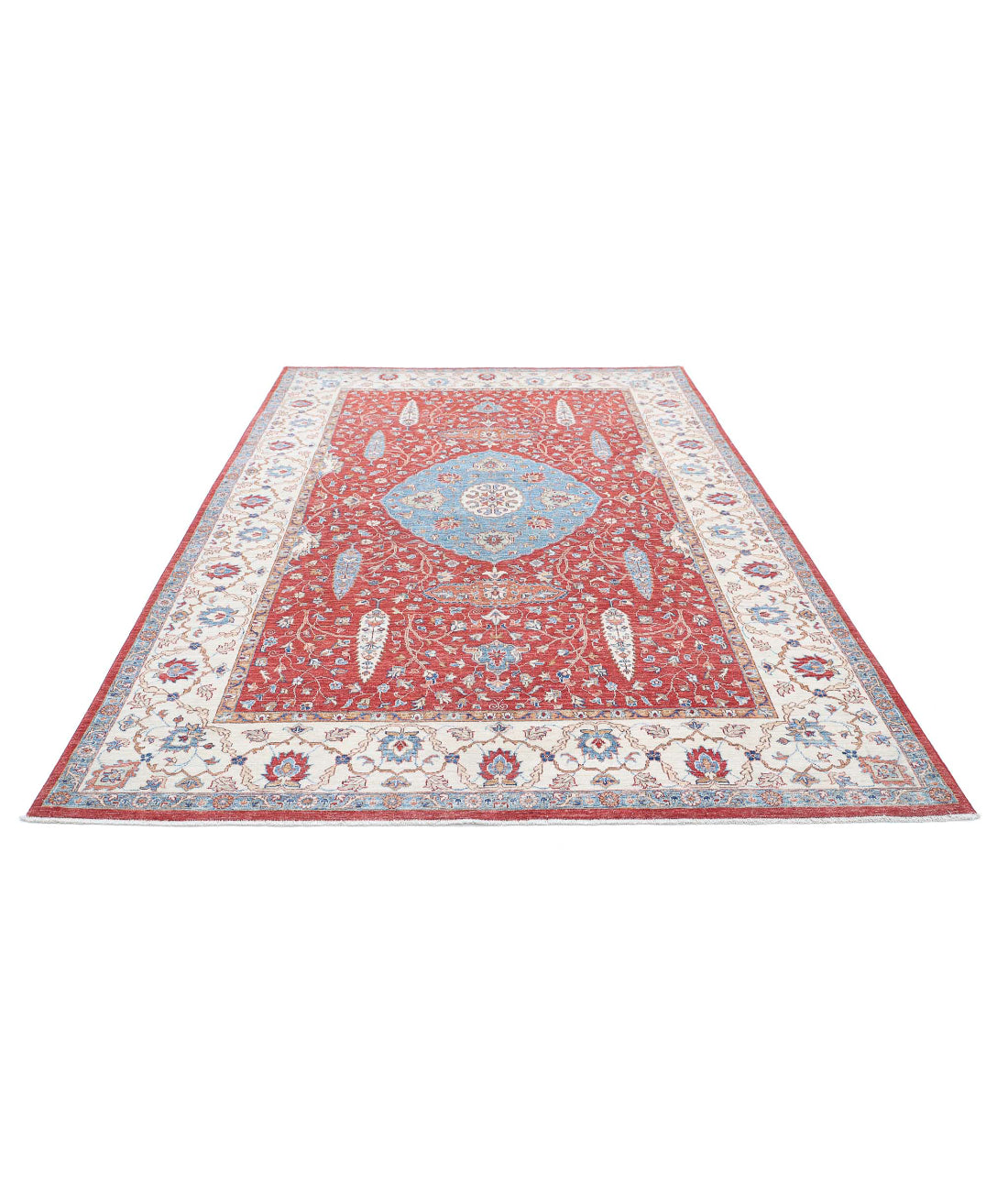 Ziegler 6'7'' X 10'5'' Hand-Knotted Wool Rug 6'7'' x 10'5'' (198 X 313) / Red / Ivory