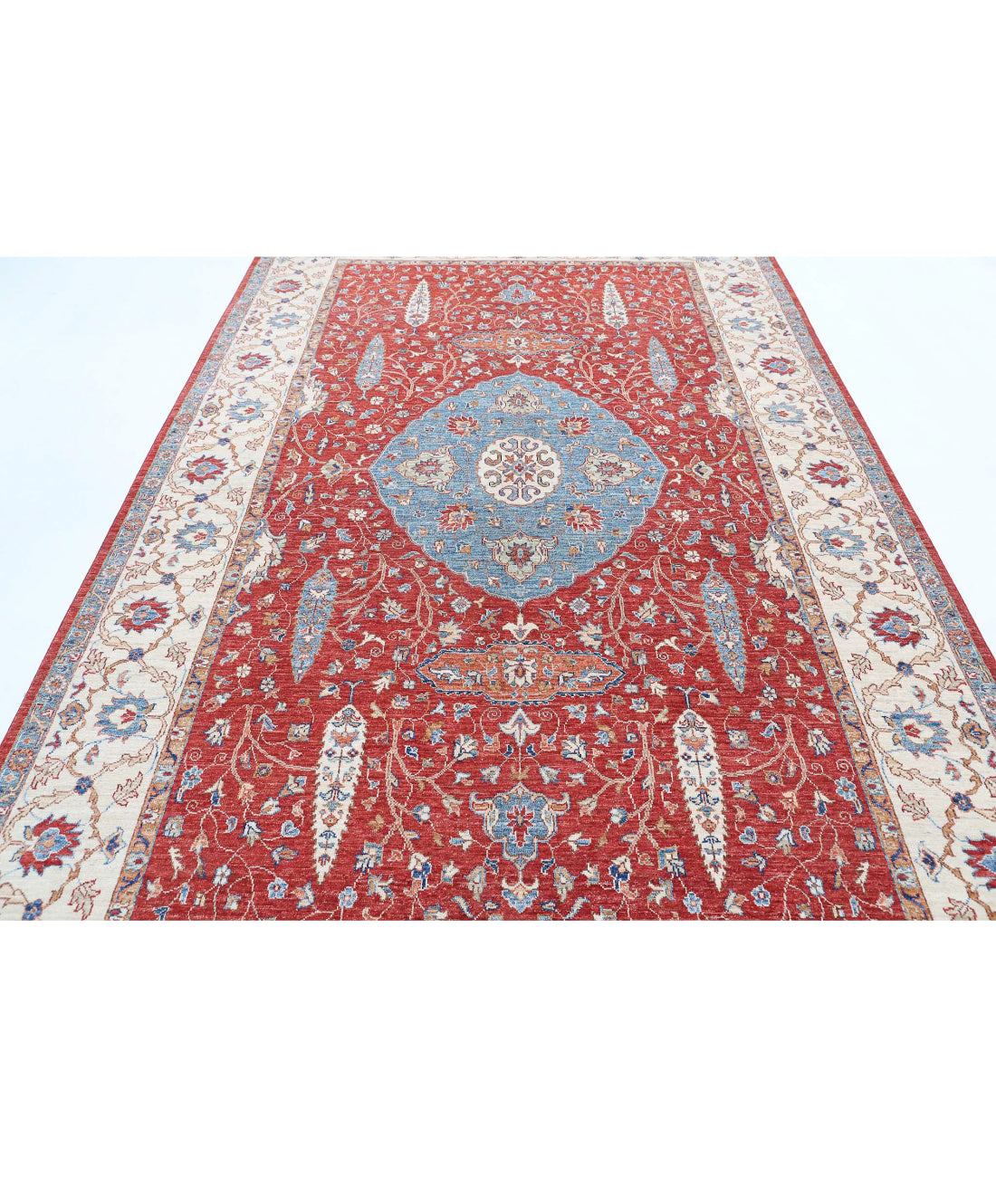 Ziegler 6'7'' X 10'5'' Hand-Knotted Wool Rug 6'7'' x 10'5'' (198 X 313) / Red / Ivory